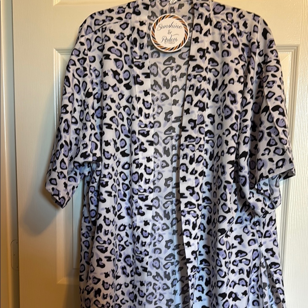 Leopard Print Open Front Kimono